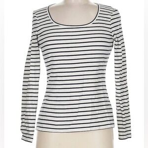 BODEN White/Navy Stripe Long Sleeve Scoop Neck Tee size 6